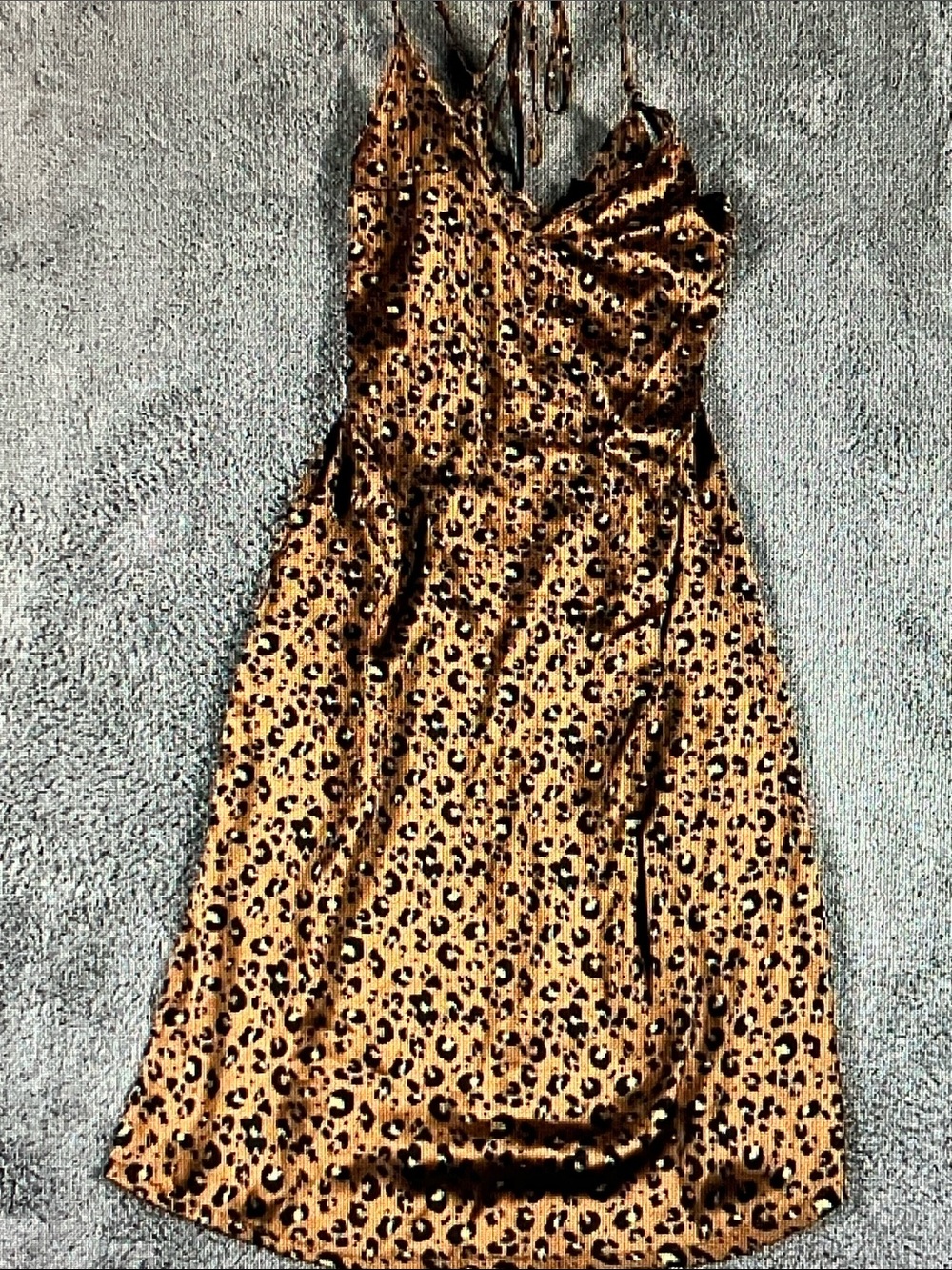 Hurley Leopard-Print Midi Slip Dress in Brown and Black
